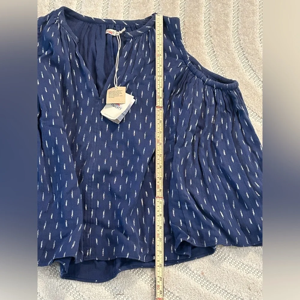 NWT Faherty Eliza Sleeveless Top in Midnight Blue - XS